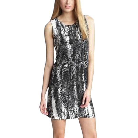 Calvin Klein Sleeveless Print Mixed Media Shift Dress Women's Sz Lg - Picture 1 of 9